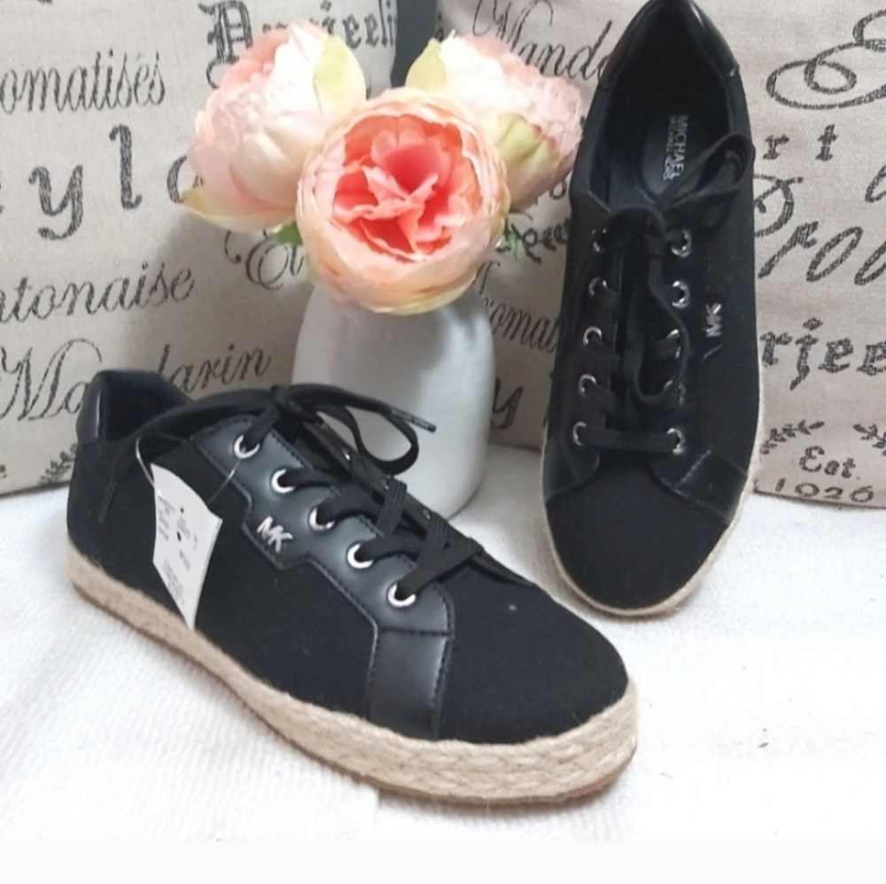 Michael Kors sneakers shoes black canvas espadrilles